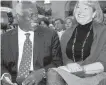  ?? CHARLES DHARAPAK Associated Press ?? Supreme Court Justice Clarence Thomas sits with his wife, Virginia Thomas, in 2007, as he is introduced at the Federalist Society in Washington, D.C.