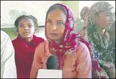  ?? ANI ?? Raj Kaur, sister of farm labourer Lakhbir Singh who was lynched at the Singhu border near Delhi, speaking to the media in Tarn Taran on Saturday.