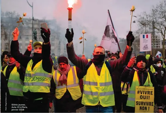  ??  ?? Gilets jaunes, Acte 10 à Paris, janvier 2018