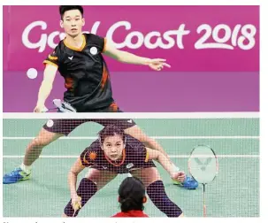  ??  ?? Not good enough: Goh Liu Ying (front) and Chan Peng Soon lost 14-21, 21-15, 15-21 to India’s Satwik Rankireddy-Ashwini Ponnappa in the mixed team final.