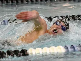  ?? Staff photo/John Zwez ?? Minster’s Alex Albers swims over the weekend as the Wildcats competed in the sectional tournament at Lima.