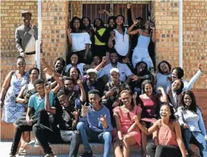  ?? Picture: ROB KNOWLES ?? HAPPY TO BE IN THE TOP: Overjoyed 2018 matric pupils at Kuyasa Combined School throw their arms in the air and celebrate the 83.78% pass rate they managed to achieve