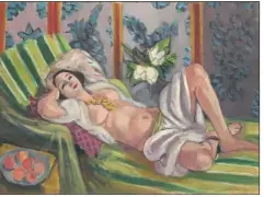  ??  ?? Henri Matisse, Odalisque couchée aux magnolias,  (détail). Huile sur toile, . x . cm. ©  Succession H. Matisse / Artists Rights Society (ARS), New York.