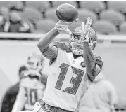  ?? Brian Kersey / Getty Images ?? Mike Evans displays the form that has enabled the former Galveston Ball and Texas A&M star to catch 142 passes for 2,257 yards in two years in Tampa Bay.