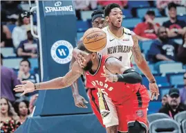  ?? SCOTT THRELKELD
THE ASSOCIATED PRESS ?? Toronto Raptors centre Greg Monroe, shown in an Oct. 11 preseason game, is not in the team’s rotation but delivered during an extended stint in a road win against the Utah Jazz on Monday.