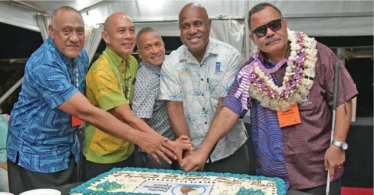  ?? Photo: Mereleki Nai ?? Assistant Minister in the Office of Prime Minister Sakiusa Tubuna (second from right), with U.N. and regional leaders at the Tanoa Internatio­nal Hotel in Nadi.