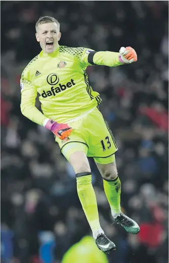  ?? — GETTY IMAGES FILES ?? Sunderland has struggled this season but goalkeeper Jordan Pickford has been a key figure in his club’s modest winning streak.