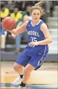  ??  ?? Steven Eckhoff / RN-T
Model’s Libby Upton dribbles upcourt during Saturday’s game against Laney in the Class AA semifinals.