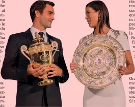  ??  ?? CAMPIONI Roger Federer, 35 anni, e Garbine Muguruza, 23, nel Gala di fine torneo a Wimbledon