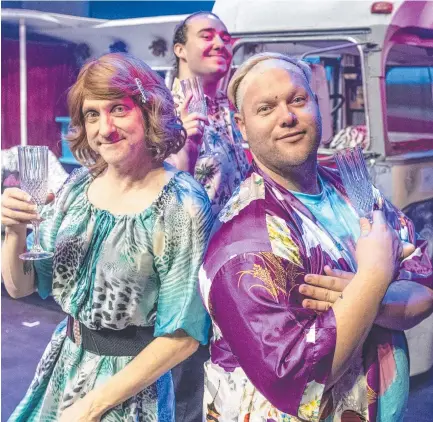  ?? Picture: Nev Madsen ?? MEET THE QUEENS: The lead actors in the Toowoomba Choral Society’s production of Priscilla Queen of the Desert (from left) Nathan Chant, Brendan Thomas-Ryland and Dylan Ashton at the Empire Theatre.