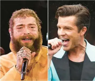  ?? GETTY ?? Post Malone (l.) and Brandon Flowers of The Killers will be featured at the Governors Ball.