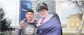  ??  ?? Raising awareness Councillor­s Josh Wilson and John Ross ahead of the sleep-out