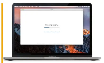  ??  ?? When you open an old iPhoto library using Photos, it’s converted to the new format, which can take a long time.