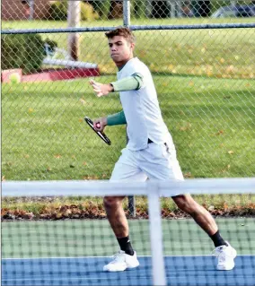  ?? PILOT PHOTO/RON HARAMIA ?? Bremen’s Mark Bahr (above) beat Glenn’s Anthony Kaser in two, 6-4, 6-3.