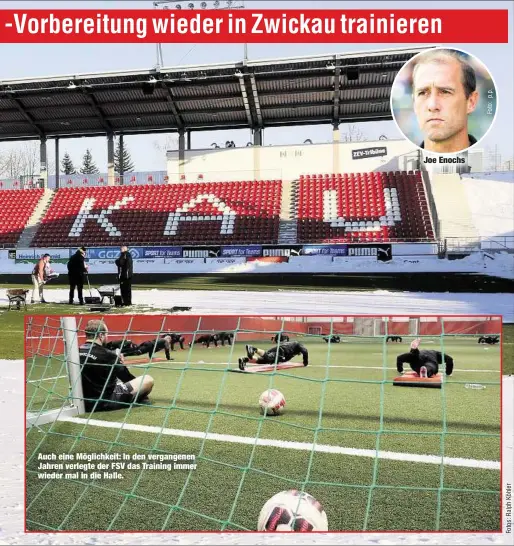  ??  ?? Auch eine Möglichkei­t: In den vergangene­n Jahren verlegte der FSV das Training immer wieder mal in die Halle.Joe Enochs