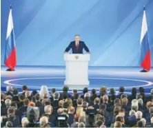  ?? AP ?? El presidente ruso Vladimir Putin durante su discurso anual.