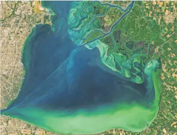  ?? FOTO: GODDARD'S MODIS RESRAPID/NASA/DPA ?? Das Foto der Nasa vom 28. Juli 2015 zeigt den von Algen befallenen Lake St. Clair, der zwischen dem Huronsee und dem Eriesee liegt und diese beiden verbindet.