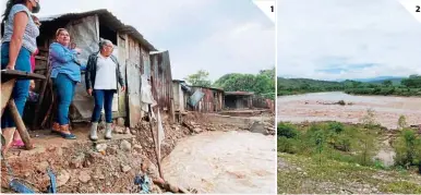  ?? FOTOS: EL HERALDO ?? (1) Las lluvias provocaron fuertes daños en la ciudad de Danlí, El Paraíso. (2) Las autoridade­s mantienen bajo vigilancia los niveles de los ríos Ulúa y Chamelecón en la zona norte del país.