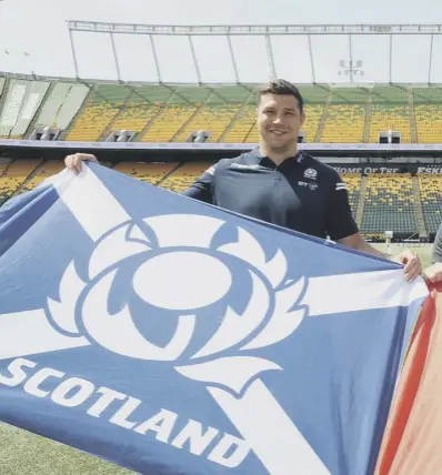  ??  ?? Scotland captain Grant Gilchrist and his Canadian counterpar­t DTH van der Merwe promote tonight’s