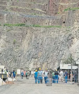  ?? /Ihsaan Haffejee/Sunday Times ?? Harsh as rock: The scene at Lily mine near Barberton after a shaft collapsed in February 2016, leaving three workers trapped undergroun­d.