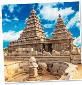  ??  ?? Top and
bottom: a Bharat Natyam dancer; Shore Temple in Mahabalipu­ram