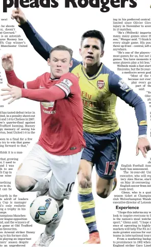  ??  ?? ROONEY’S WISH: Manchester United’s Wayne Rooney has never won the FA Cup, while Arsenal’s Alexis Sanchez will be out to ensure that status quo remains when the two teams lock horns in the quarter-finals tomorrow night at Old Trafford. Pictures:...