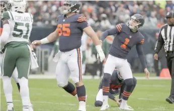  ?? NAM Y. HUH/AP ?? Bears kicker Cody Parkey reacts after missing a 40-yard field goal against the Jets last Sunday.