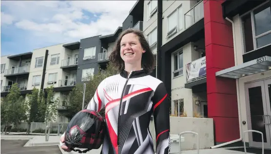  ?? CHRISTINA RYAN ?? Elisabeth Maier, an Olympic skeleton racer, bought a new condo at Vivace at West 85th. “It’s very nice to be such a short drive away (from Canada Olympic Park),” she says.