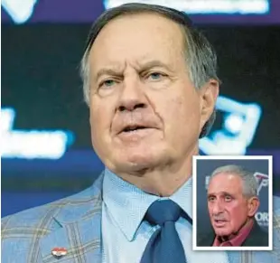  ?? AP ?? Atlanta Falcons owner Arthur Blank (inset) said Bill Belichick never asked to run all of the team’s football operations after being New England’s coach and general manager.