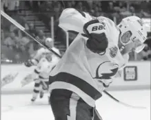  ?? MARK HUMPHREY, THE ASSOCIATED PRESS ?? Steven Stamkos celebrates after scoring against Nashville on Tuesday night. Stamkos and Tampa Bay have their swagger back.