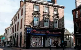  ??  ?? Penrith town centre has elaborate Victorian shop fronts and ornate, loopy signage at N Arnison & Sons.