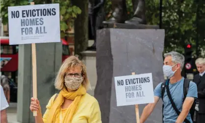  ?? Photograph: Guy Bell/Rex/Shuttersto­ck ?? A protest against evictions in Parliament Square, London. ‘The chronic insecurity of the UK’s private rental sector is unjust and harmful.’