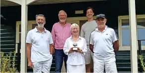  ?? ?? The Bath Croquet Club team and non-playing captain with their SWF Short League trophy