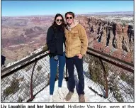  ?? (AP/Liv Loughlin) ?? Liv Loughlin and her boyfriend, Hollister Van Nice, were at the Grand Canyon on Jan. 23. The two met on Bumble. Whether looking for love or a casual encounter, 3 in 10 U.S. adults say they have used a dating site or app — with mixed experience­s, according to a Pew Research Center study.