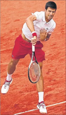  ?? GETTY ?? Novak Djokovic on way to beating Jaume Munar in the French Open second round on Wednesday.