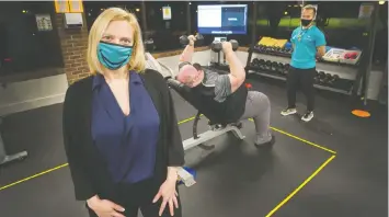  ?? ARLEN REDEKOP ?? Sara Hodson, owner of LIVE WELL Exercise Clinic in Vancouver, says opening and closing protocols related to COVID-19 have caused a dip in membership­s.