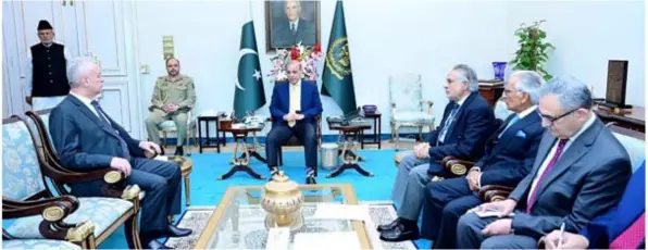  ?? ?? Islamabad: The Ambassador of Palesting Ahmed Jawad A.A. Rabei called on PM Shehbaz Sharif.