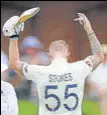  ?? GETTY ?? With a folded finger, Ben Stokes dedicates his centuries to his father Gerard, a former rugby player and coach. Gerard had to amputate his finger after an injury during his playing days.