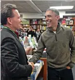  ??  ?? FRIENDS IN HIGH PLACES: David Baldacci meets President Barack Obama. Right, Baldacci and his fans, Presidents Obama, Bill Clinton and George Bush Sr