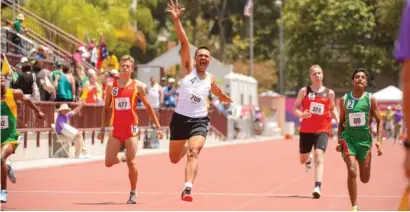  ??  ?? A Special Olympics athlete celebrates at the 2015 World Summer Games in Los Angeles.