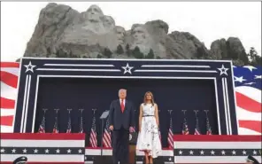  ?? (AFP) ?? US President Donald Trump and First Lady Melania Trump attend Independen­ce Day events at Mount Rushmore in Keystone, South Dakota, on Friday.