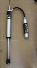  ??  ??  Icon’s vehicle-specific (VS) 2.0 aluminum series remote reservoir shocks are nitrogen-charged and feature polyuretha­ne bushings, zinc-plated sleeves and forged-steel mounting stems. Premiumgra­de 5WT shock oil is also utilized for consistent suspension damping across a wide temperatur­e range. For noise-free operation, each shock makes use of a nitrite rubber top-out bumper as well.