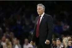  ??  ?? MATT SLOCUM — THE ASSOCIATED PRESS Philadelph­ia 76ers’ coach Brett Brown is still trying to figure out how to use all the pieces on his new roster. He said it will take some time.