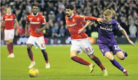 ??  ?? GLAD TO BE BACK: Stoke City’s Sam Clucas got his first taste of competitiv­e action in a Stoke City shirt.