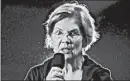  ?? SCOTT OLSON/GETTY ?? Democratic presidenti­al candidate Sen. Elizabeth Warren speaks on Nov. 25 in Iowa.