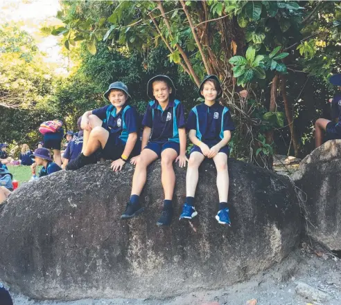  ??  ?? EXPLORING: Our Lady Help of Christians students Joshua Lacey, William Imhoff and Charlie Oastler on Fitzroy Island.