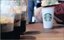  ?? PHOTO: SIMONE KLEY ?? Starbucks says same-store sales (excludes new outlets or those that closed) rose 3 percent last quarter. Analysts had expected a 3.6 percent gain.