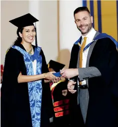  ??  ?? An HR Profession­al from a leading corporate organizati­on in Sri Lanka receiving her MSc in Business and Organizati­onal Psychology at the last graduation held in Colombo