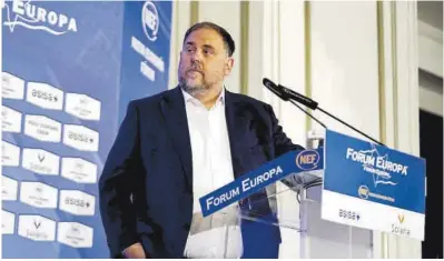  ?? David Castro ?? Oriol Junqueras, el 14 de setembre en un esmorzar informatiu a Madrid.