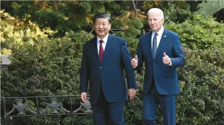  ?? BRENDAN SMIALOWSKI/GETTY-AFP ?? China’s Xi Jinping and President Joe Biden last met in mid-November at a California summit.